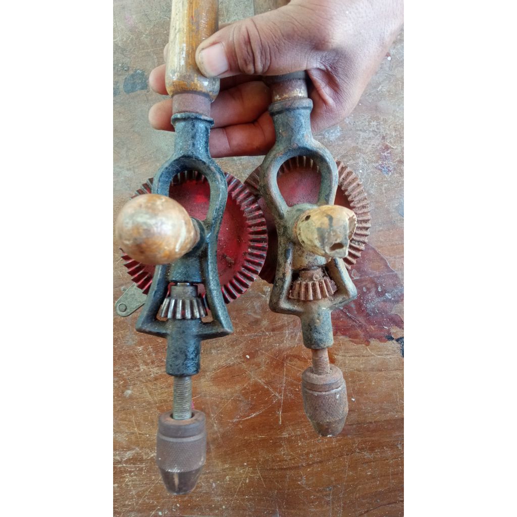 2 pcs bor tangan manual jadul