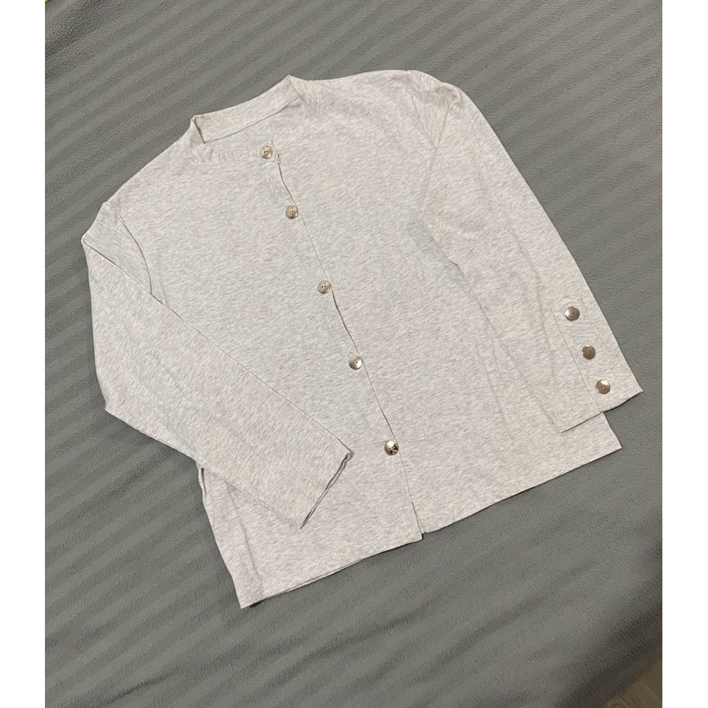 Cardigan Basic Cream Light Grey