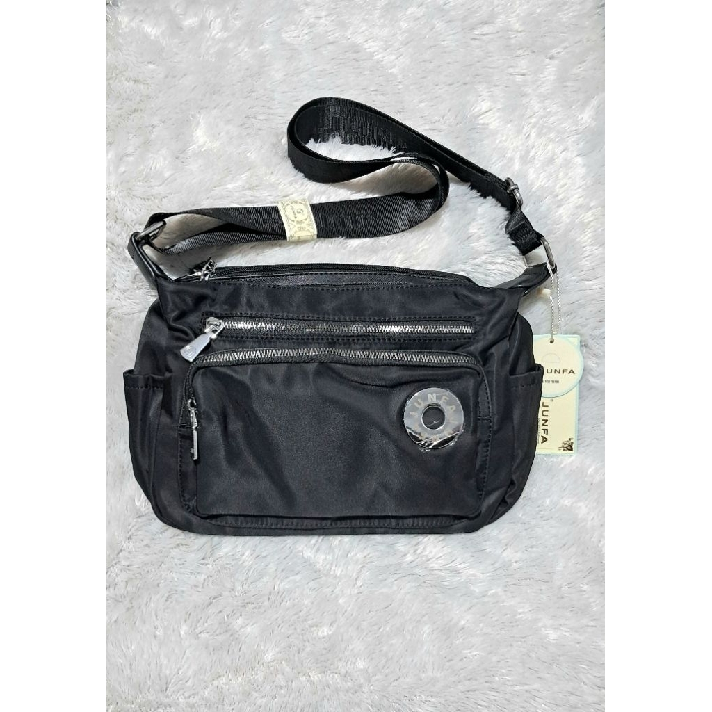 Tas sling original Junfa hitam,daily bag super premium