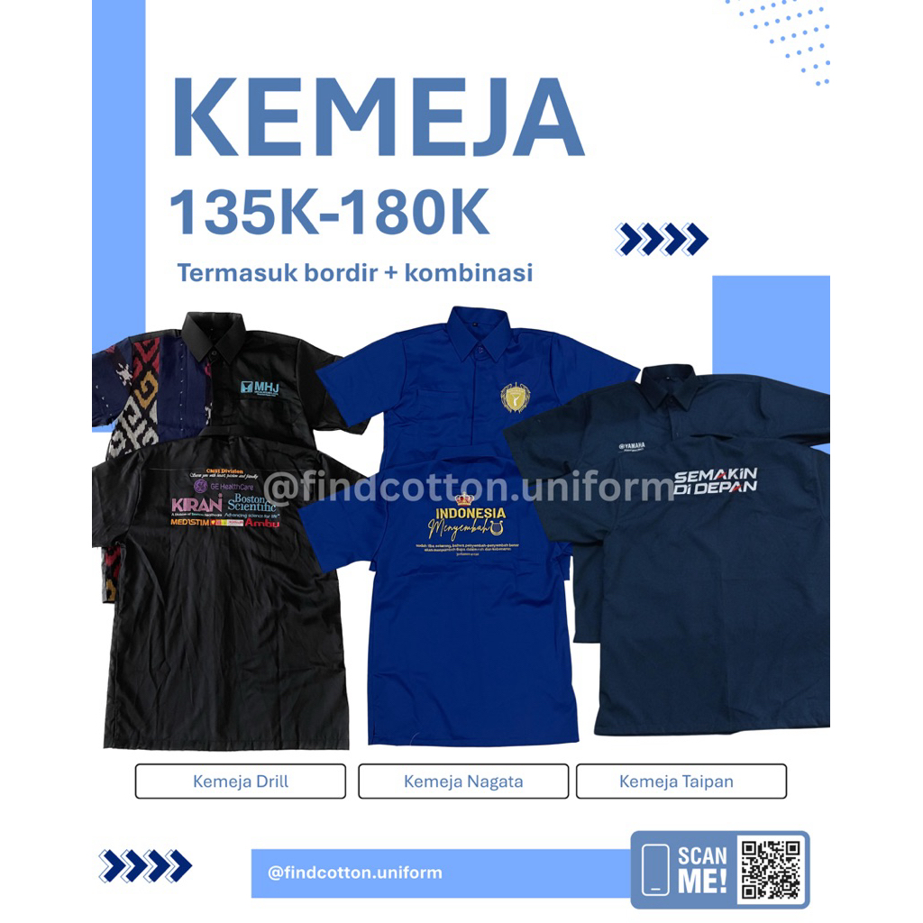 Kemeja Custom Bordir Kombinasi | Kemeja Drill Nagata Taipan | Seragam Kerja Kantor Komunitas Premium