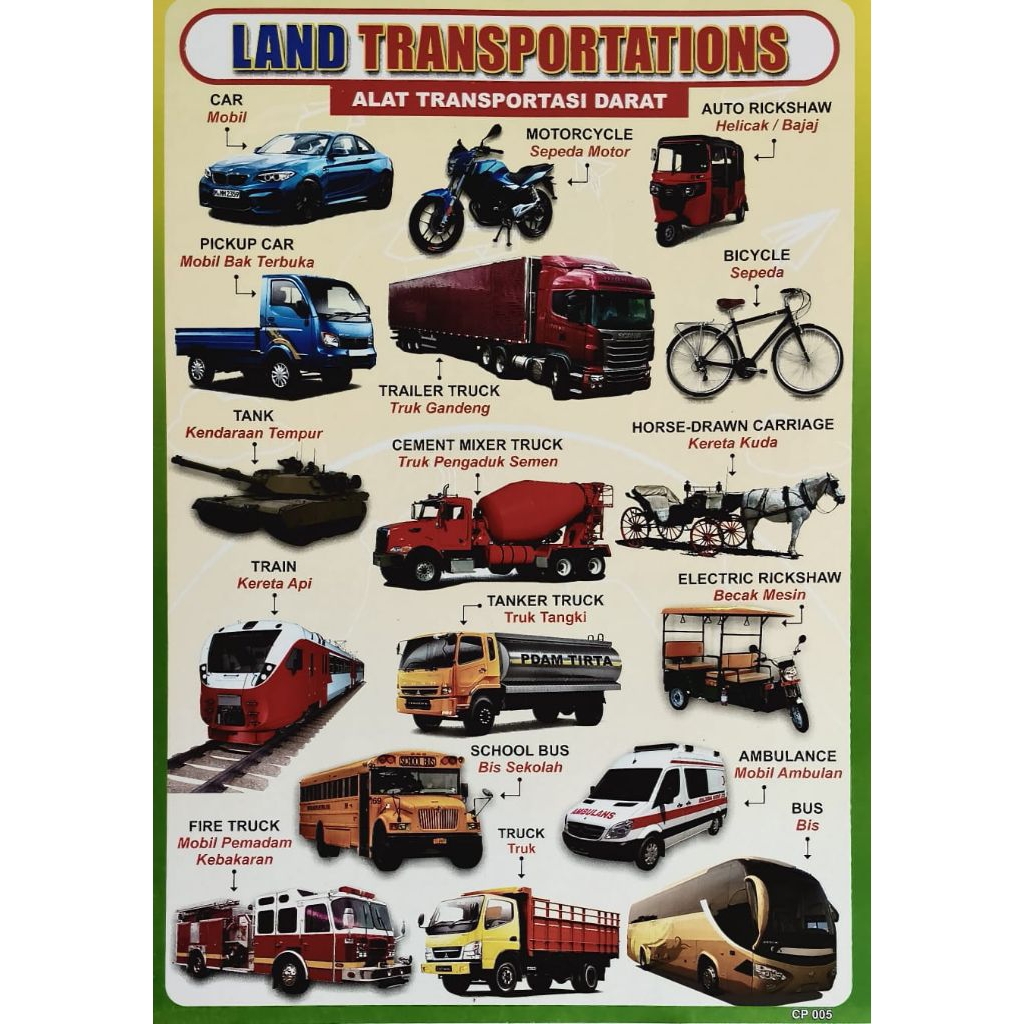 Poster Edukasi Anak / Transportasi Darat