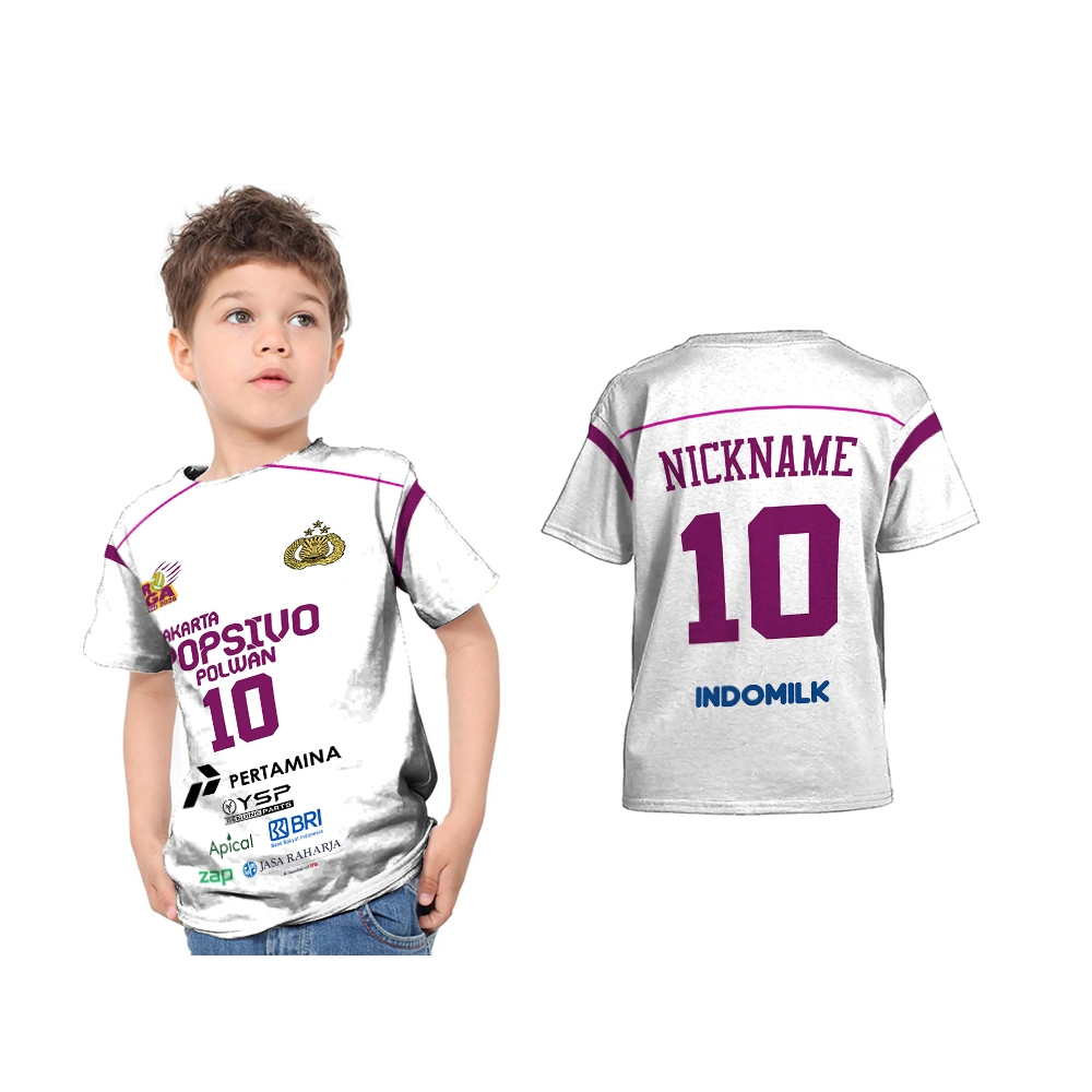 Baju Kaos Tshirt Anak Jersey ProLiga Jakarta Popsivo Polwan 2026 Voli Olahraga Volley Custom Full Pr