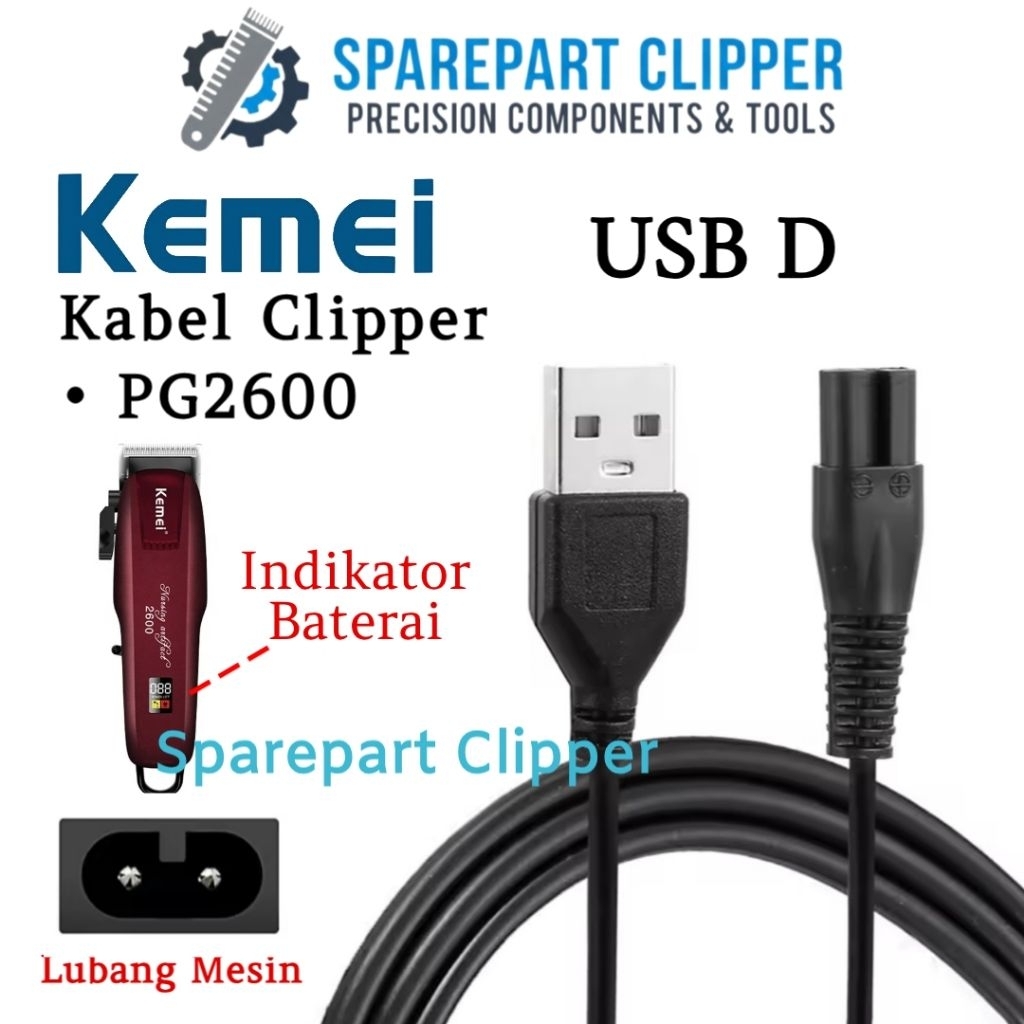 Kabel Kemei 2600 Kabel Charger Mesin Cukur Kemei 2600