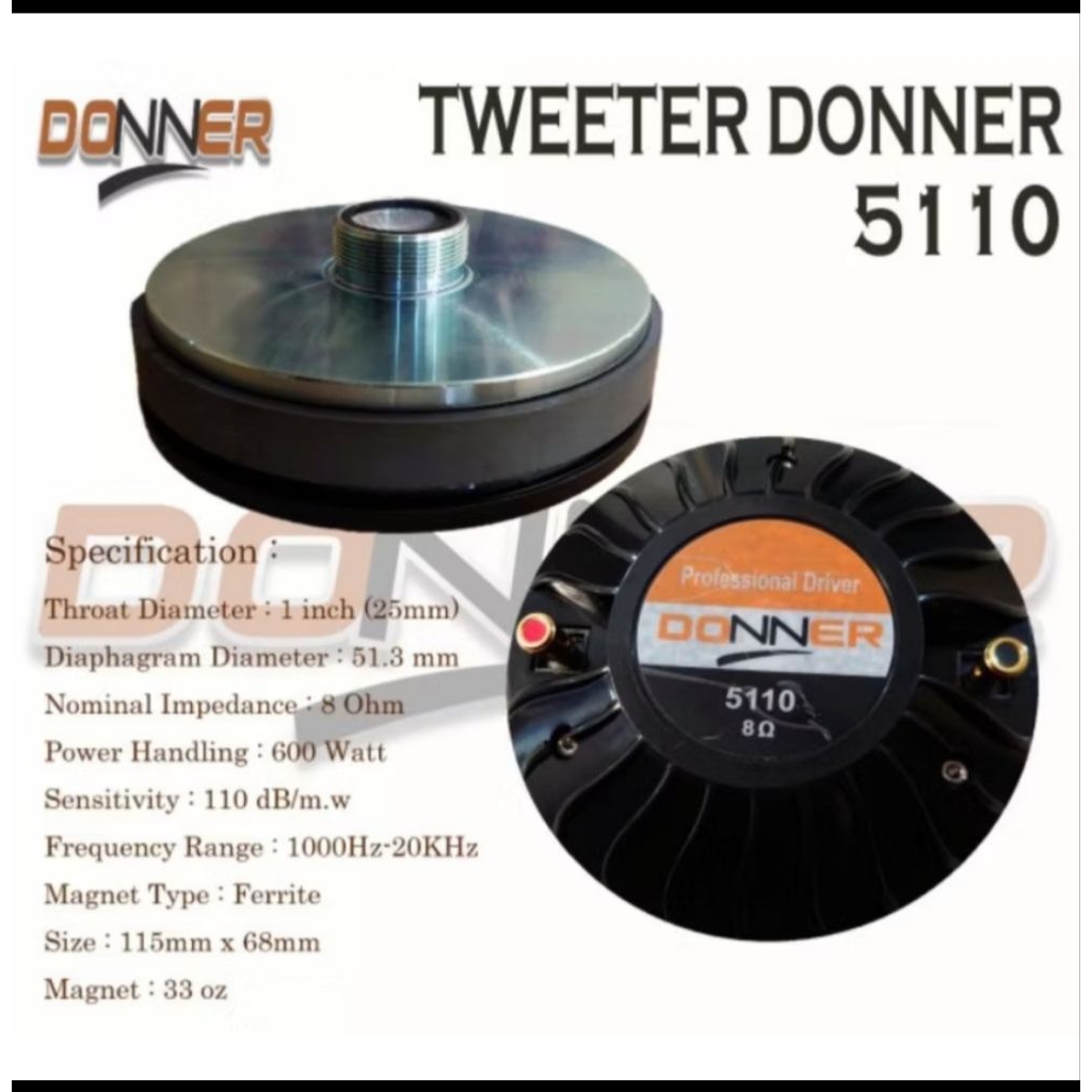 DRIVER TWETER TWITER DONER DONNER STAGEMASTER STAGE MASTER D5 5110 500 WATT ORIGINAL