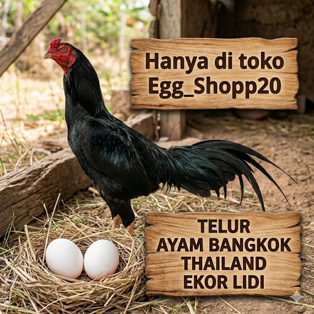 Telur Ayam Bangkok Thailand Ekor Lidi Fertil siap untuk ditetaskan Egg_shopp20