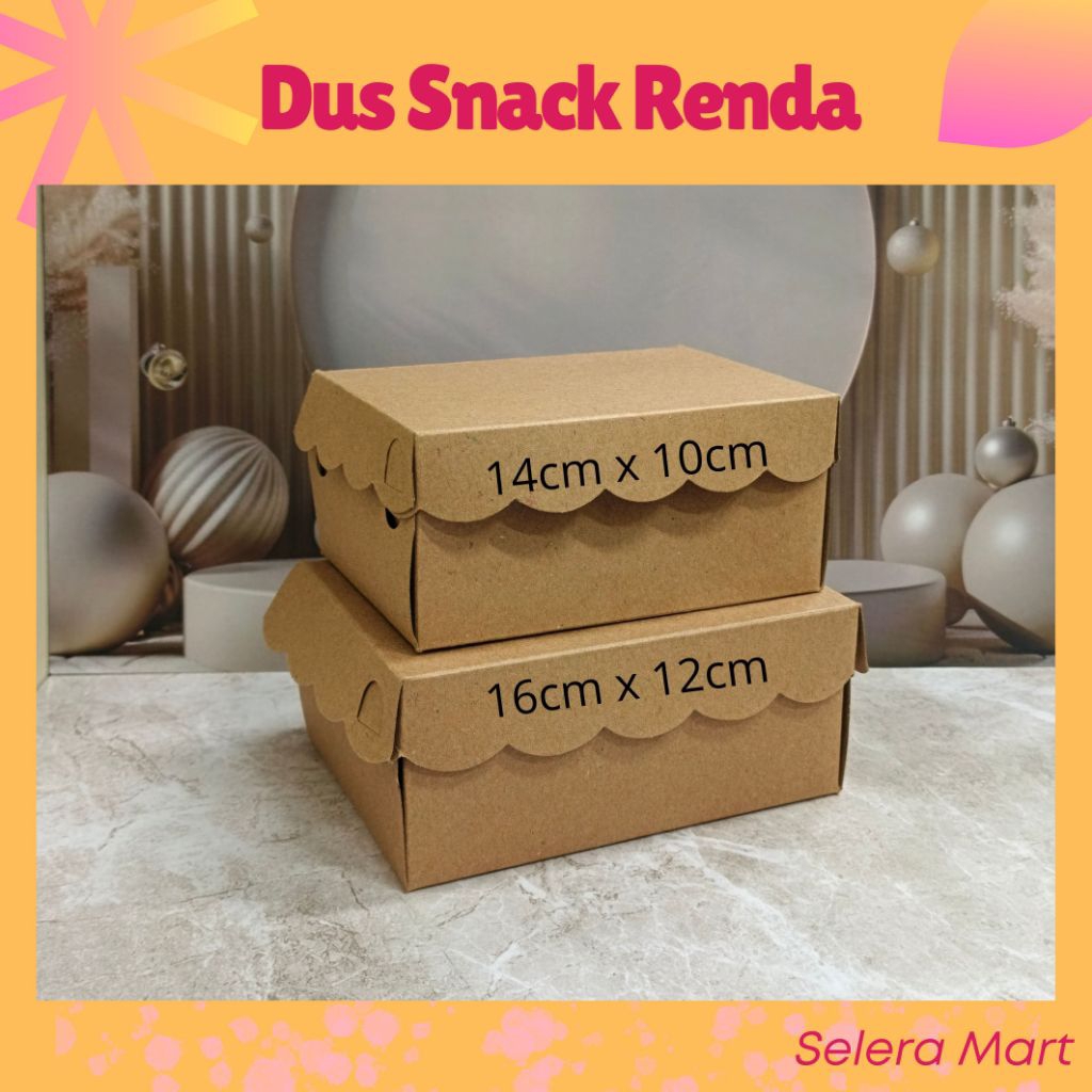 [25 LEMBAR ] Kotak Dus Snack Renda R3 Ukuran 14cm x 10cm x 6cm Cokelat Non- Laminasi I 350GSM I Kard