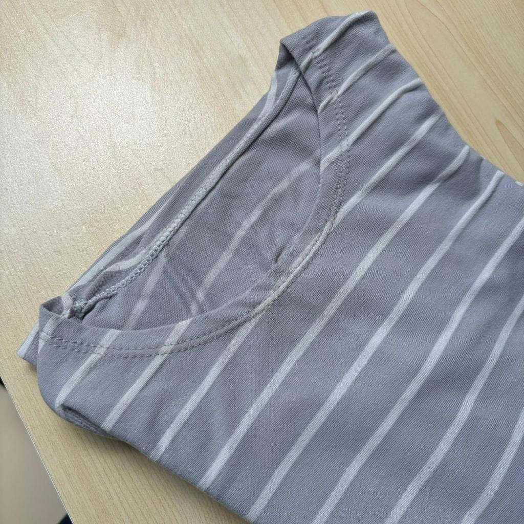 (PRELOVED) POLOS Dress Midi Wanita Lengan Pendek Motif Garis Daster Kekinian