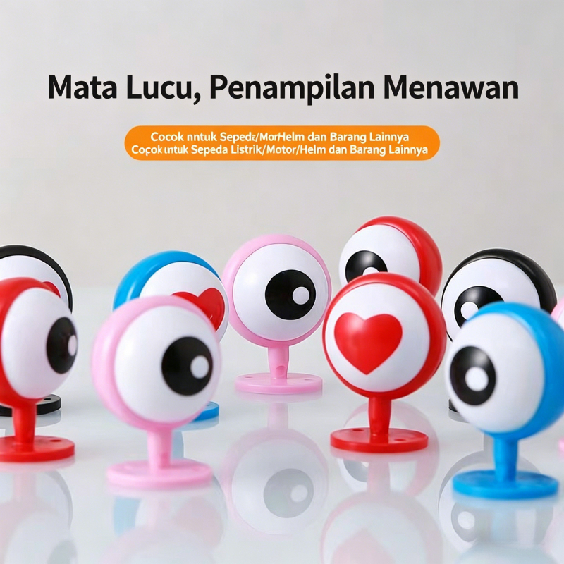 Dekorasi Helm Mata 3D Timbul Aksesoris Motor Lucu Unik - Helm Listrik Mobil Sepeda Motor