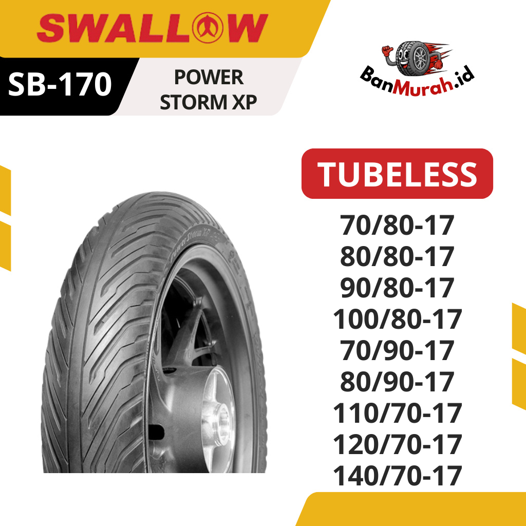 Ban Luar Motor Swallow SB-170 POWER STORM XP Ukuran 70/80 80/80 90/80 100/80 70/90 80/90 110/70 120/