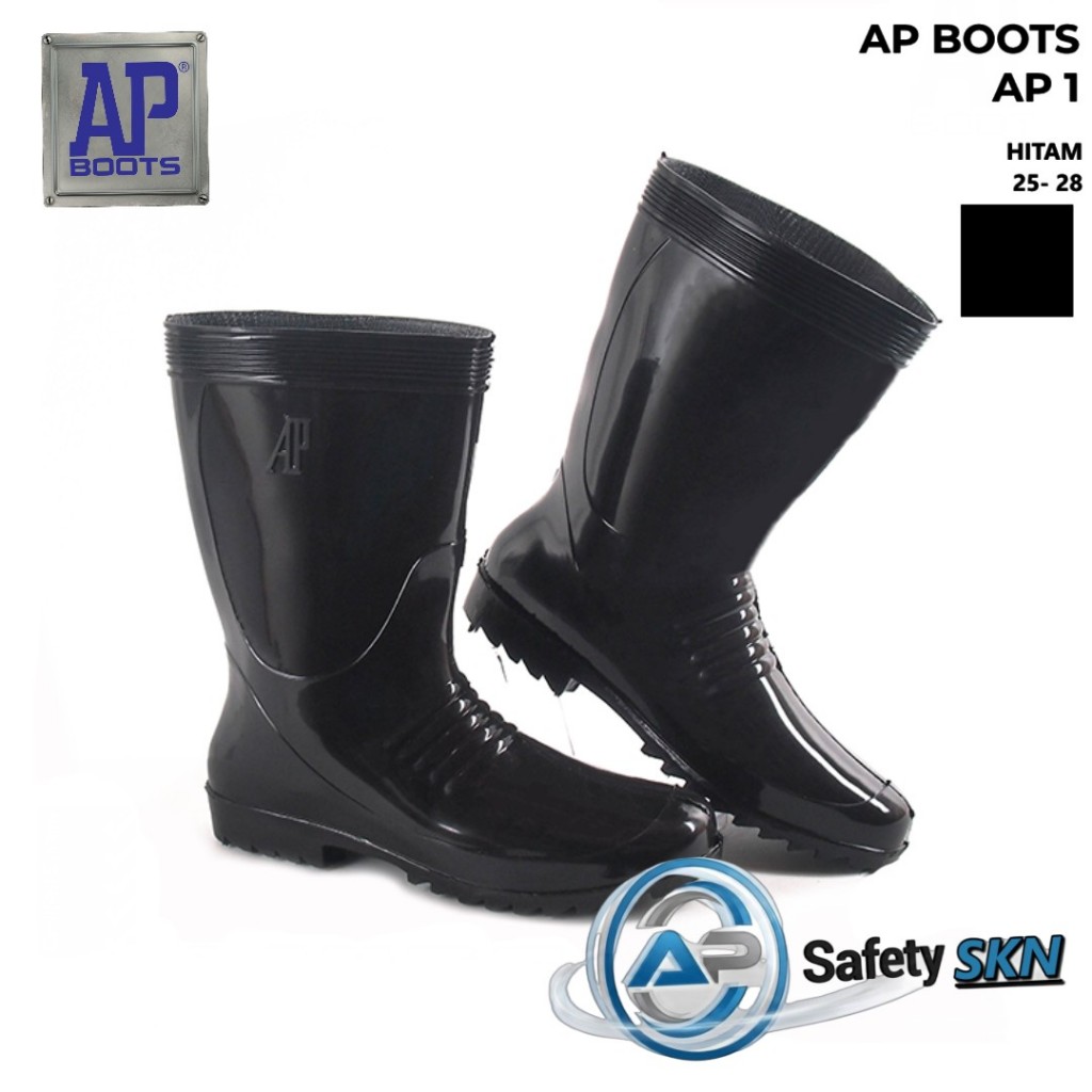 AP Boots AP 1 Hitam - Sepatu Boots PVC