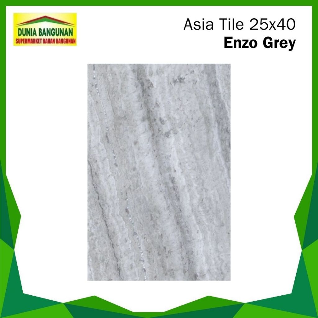 Keramik Dinding 25x40 Asia Tile Enzo Grey Keramik Marble Kamar Mandi Dapur Glossy