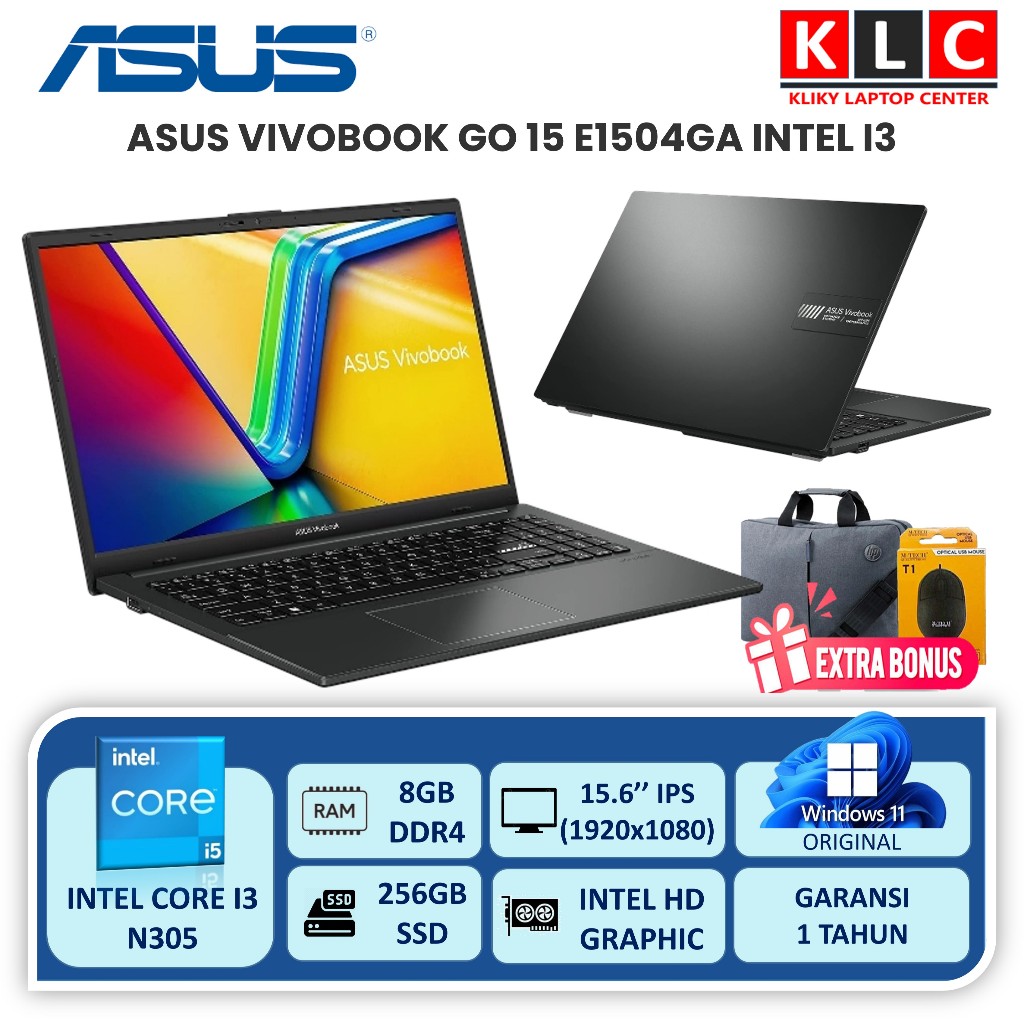 Laptop Core i3 Asus Vivobook 15 E1504GA Intel I3 N305 Ram 8GB 256GB SSD 15.6" FHD IPS Bergaransi