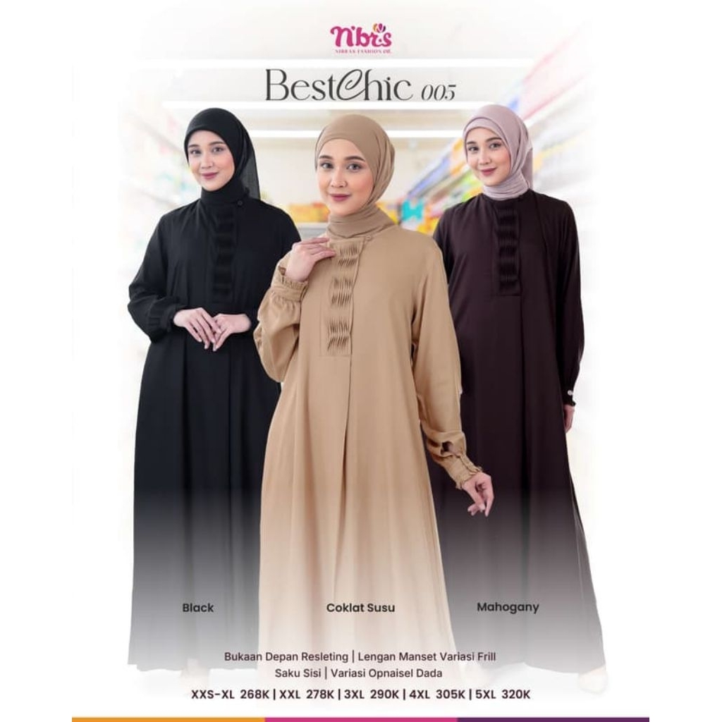 Gamis Nibras Bestchic 005 // gamis bahan rayon // gamis OOTD harian// gamis simple elegan