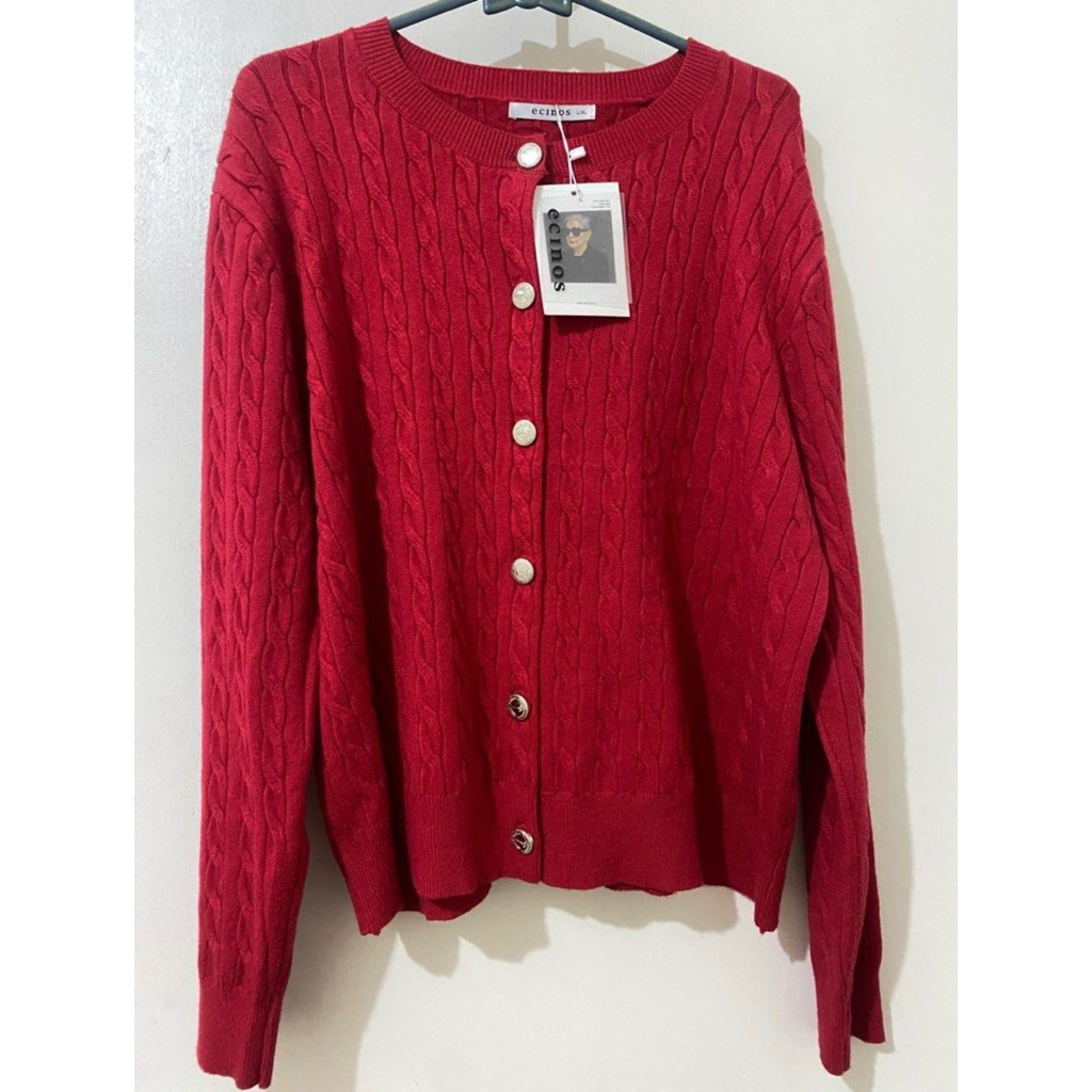 Preloved NEW Celie Cable knit Ecinos Cardigan Cherry