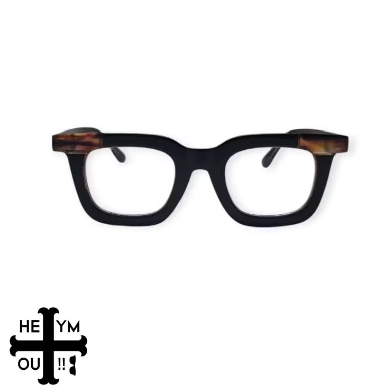 HEYMOU SQUARE ROBIN BOLD CLEAR GLASSES - BLACKWOOD FRAME KACAMATA