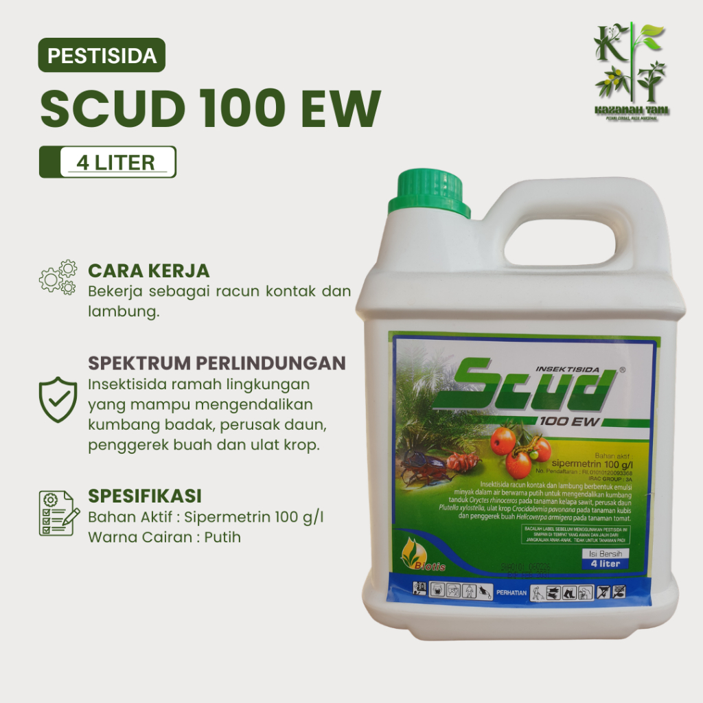 Insektisida Scud 100 EW 4 liter - Sipermetrin Kumbang Tanduk Penggerek Buah Perusak Daun