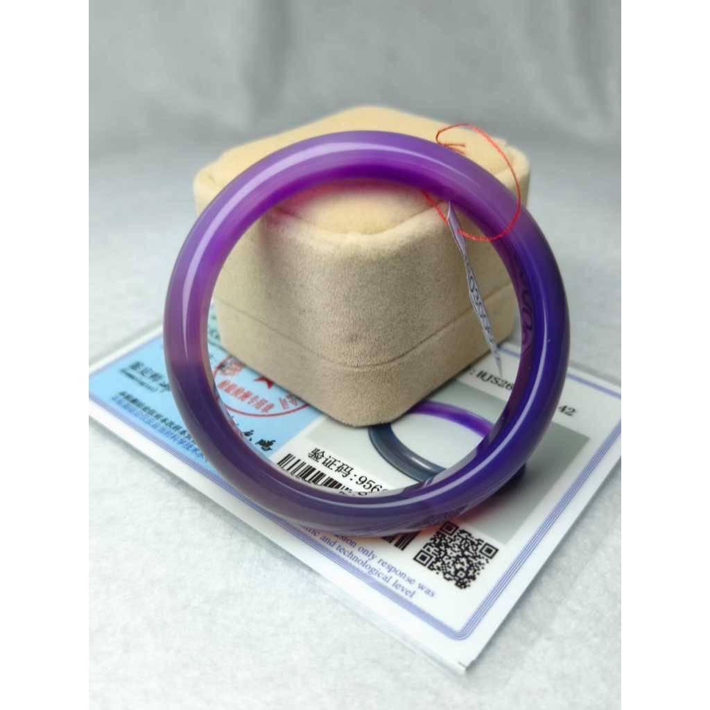 GELANG BANGLE PURPLE YINYANG AGATE size 52,4mm 100% Natural Stone
