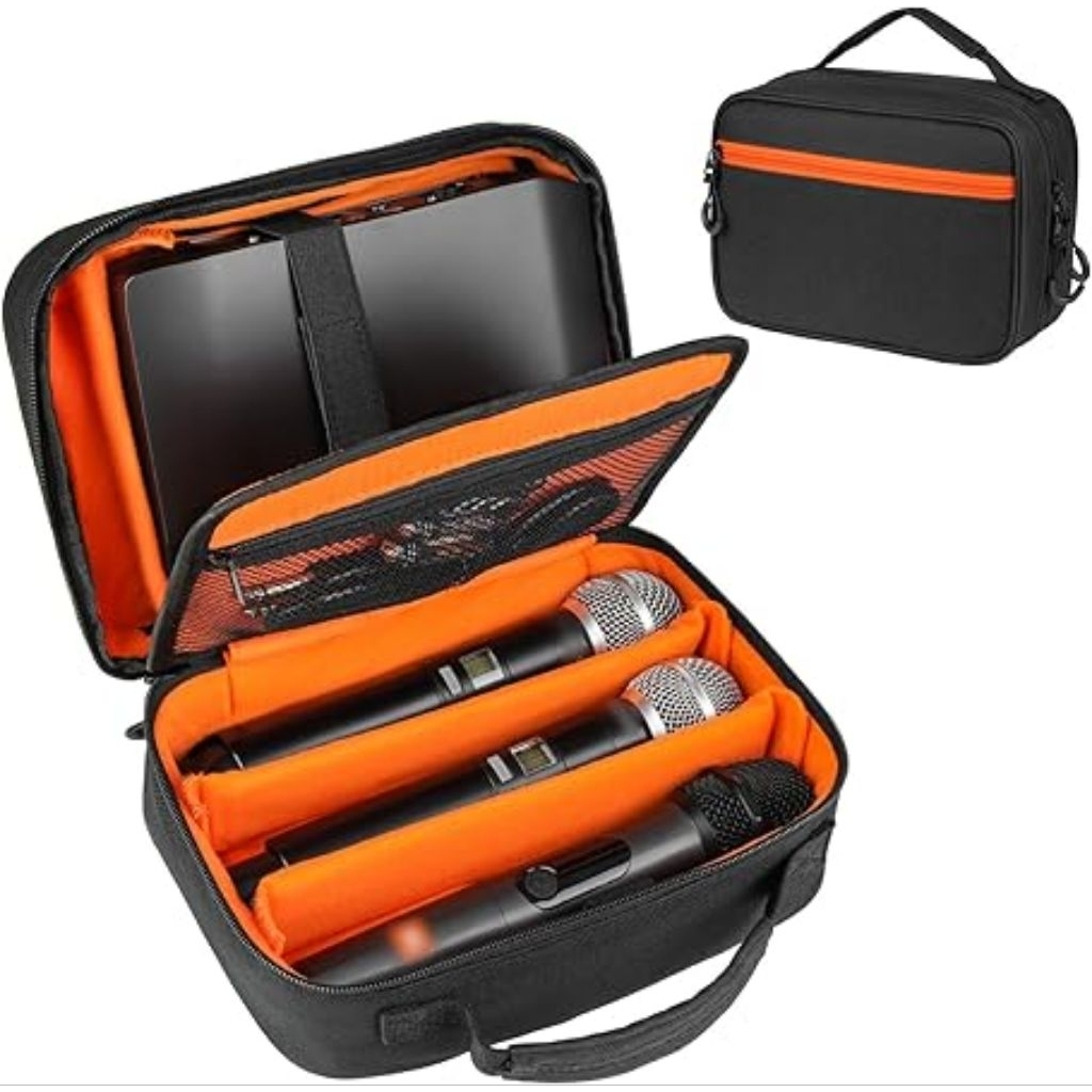 Tas Mikrofon tas tempat penyimpanan Mikrofon Nikarbel 3 Slot Tas jinjing untuk Mikrofon hingga 9,4 i