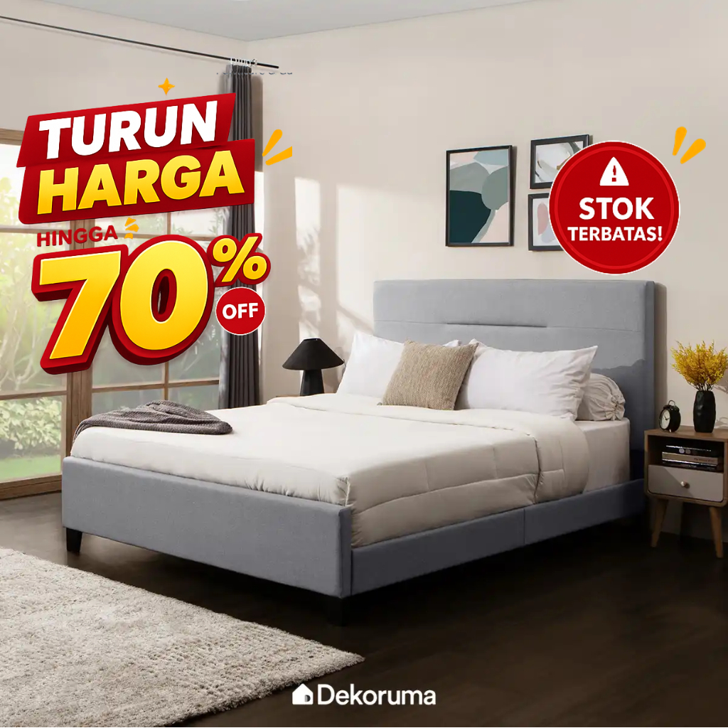 Dekoruma HIRYU Headboard & Divan / DIpan Tempat Tidur 162 cm x 203 cm (Untuk Kasur 160 cm x 200 cm) 