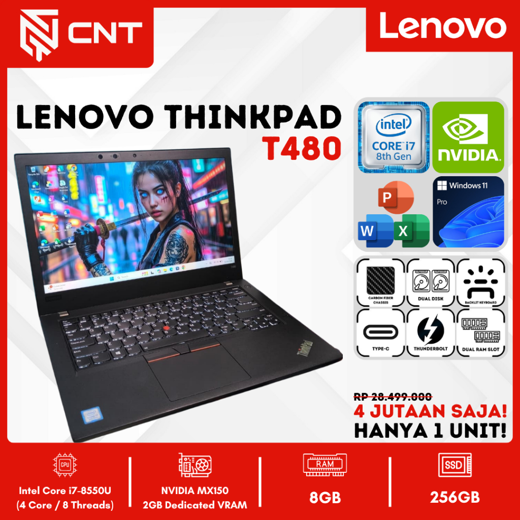 ThinkPad T460 T480 T480s T490 T490s T495s Core i7 NVIDIA MX150 Laptop UltraBook Touchscreen Thunderb