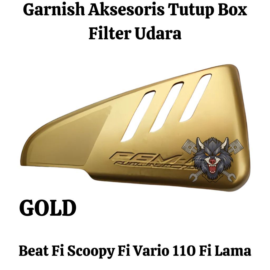Garnish Aksesoris Tutup Box Udara Filter Beat Fi Scoopy Fi Vario 110 Fi Lama Gold