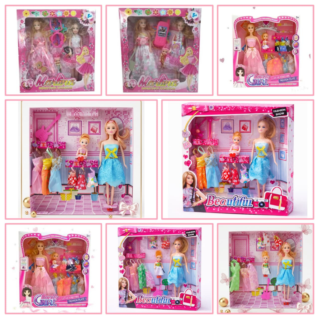 Mainan Anak Boneka Berbi Marlina Dan Mainan Anak Berbi Lovely Girl Set Berbi  Beautiful With Kids An