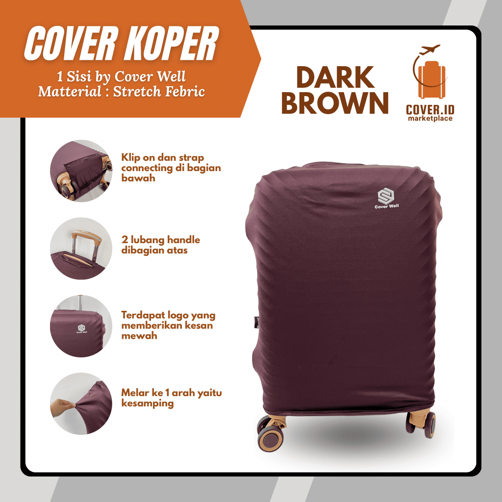 COVER KOPER / SARUNG COVER KOPER / LUGAGE COVER PREMIUM WARNA COKLAT