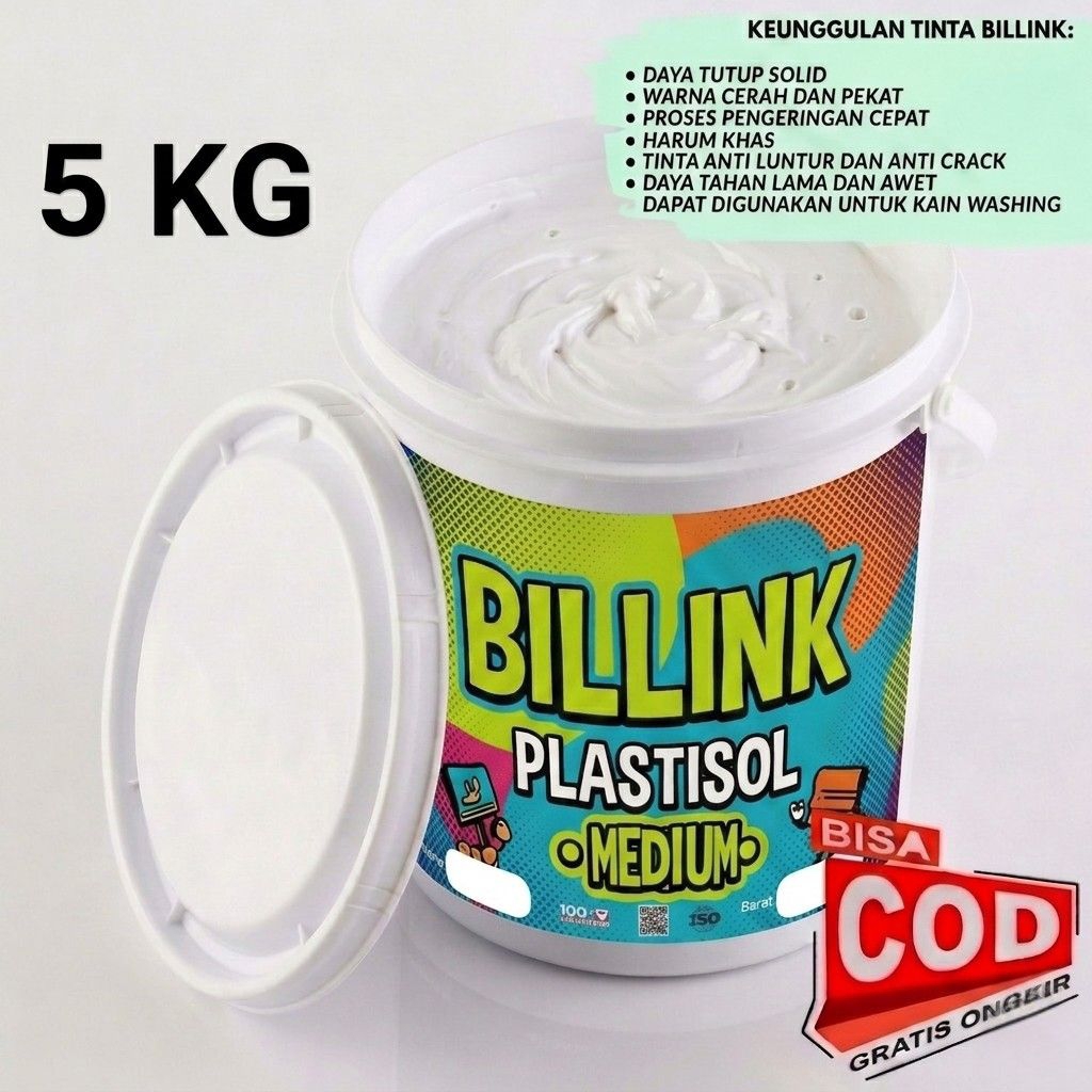 Plastisol Ekonomis PUTIH Tinta cat sablon 5Kg
