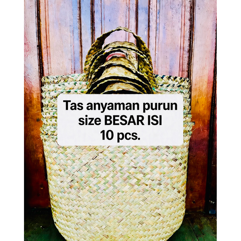 Tas anyaman purun size BESAR ISI 10 pcs/Hampers keren/Uhampers lebaran