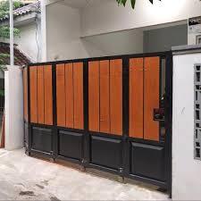 pagar rumah serat kayu grc kombinas plat bodres dorong dan lipat