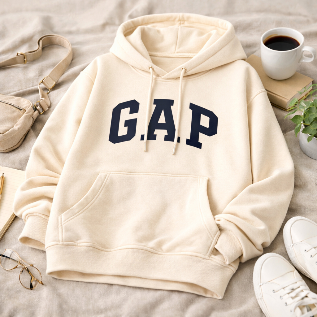 Hoodie GAP Cream Unisex Tebal Hangat dan Stylish
