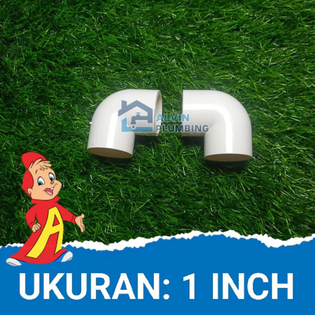 [1"inch] Elbow knee pvc 1" inch warna putih polos | 1" inch keni pvc aquarium | pipa knee pvc 1" inc