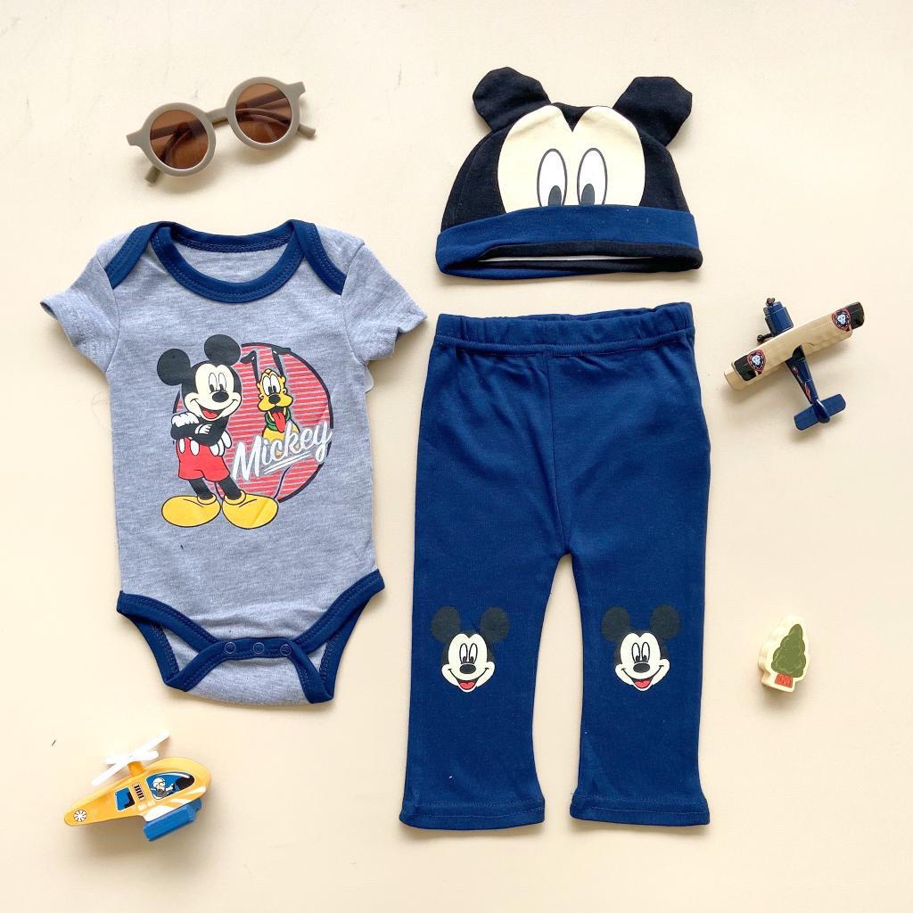 Raniababyshop || Set 3in1 Hanger Baju Set Anak Bayi laki laki cowo branded import include celana dan