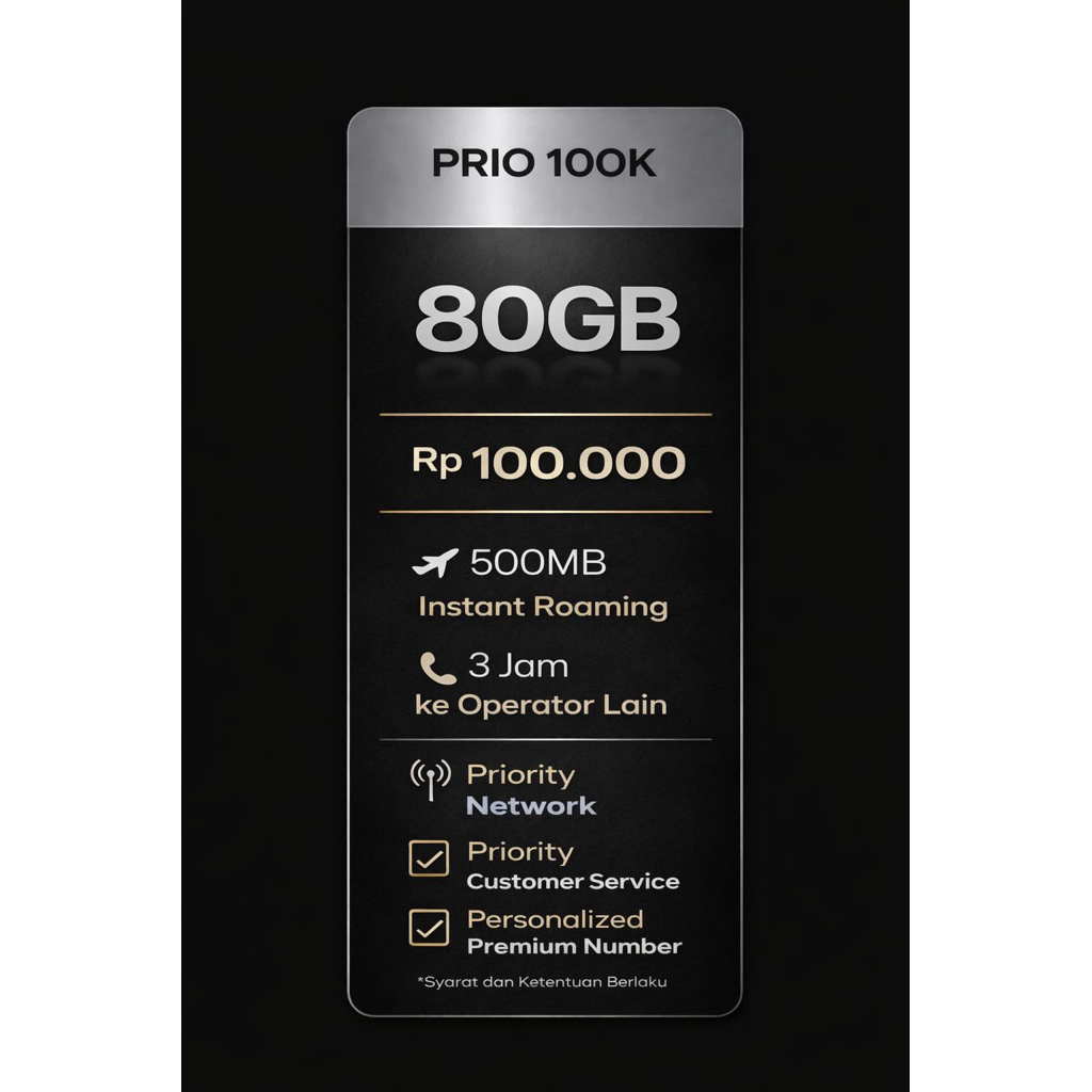 kartu perdana xl 80gb 100k (nomor cantik)