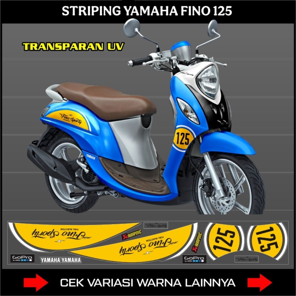 Striping Transparan Yamaha New Fino 125 Blue core / Sticker Motor Fino 125 Fi Transparan Uv