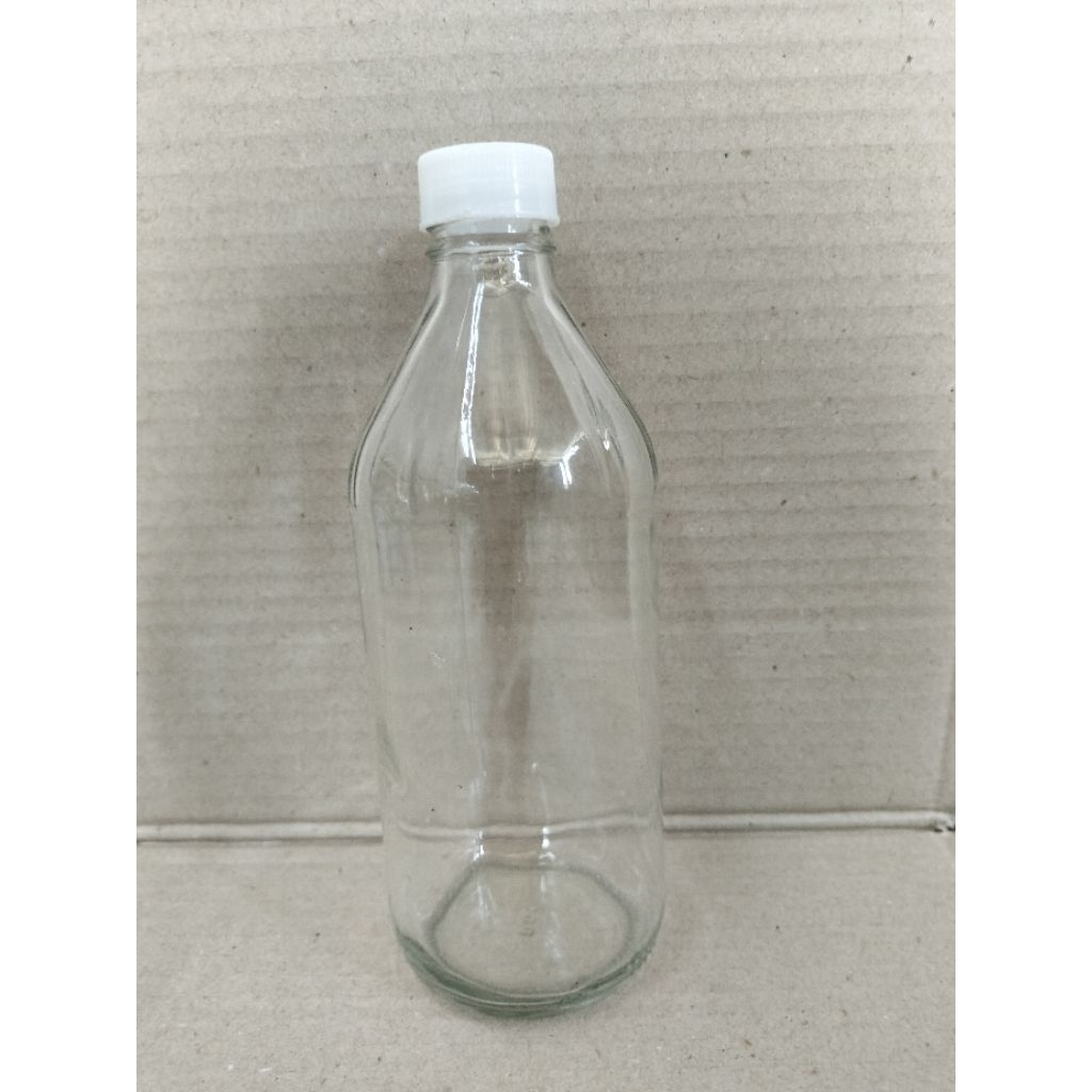 botol kaca 500ml , botol 500ml gratis tutup putih
