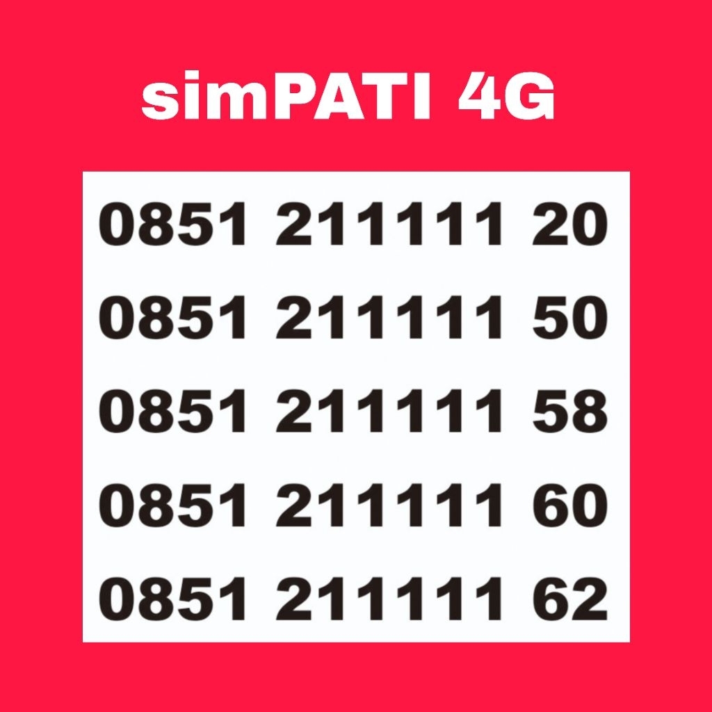 Nomor cantik telkomsel panca 11111 chip support sinyal 5G