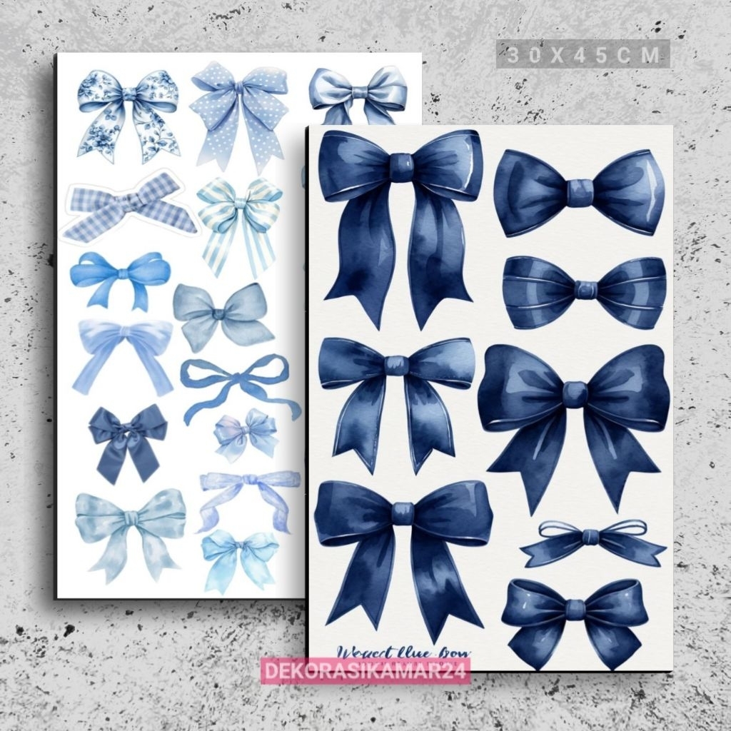 Hiasan dinding aesthetic Poster pita biru soft kamar cewek pajangan Walldecor