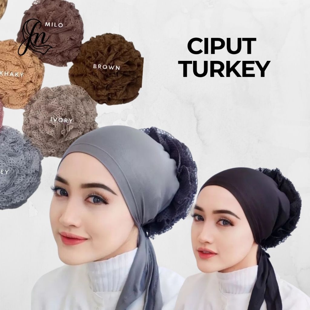 Ciput Turkey Anti Pusing - Inner Cepol Brukat Ringan, Tidak Melorot dan Tali Bisa Diatur