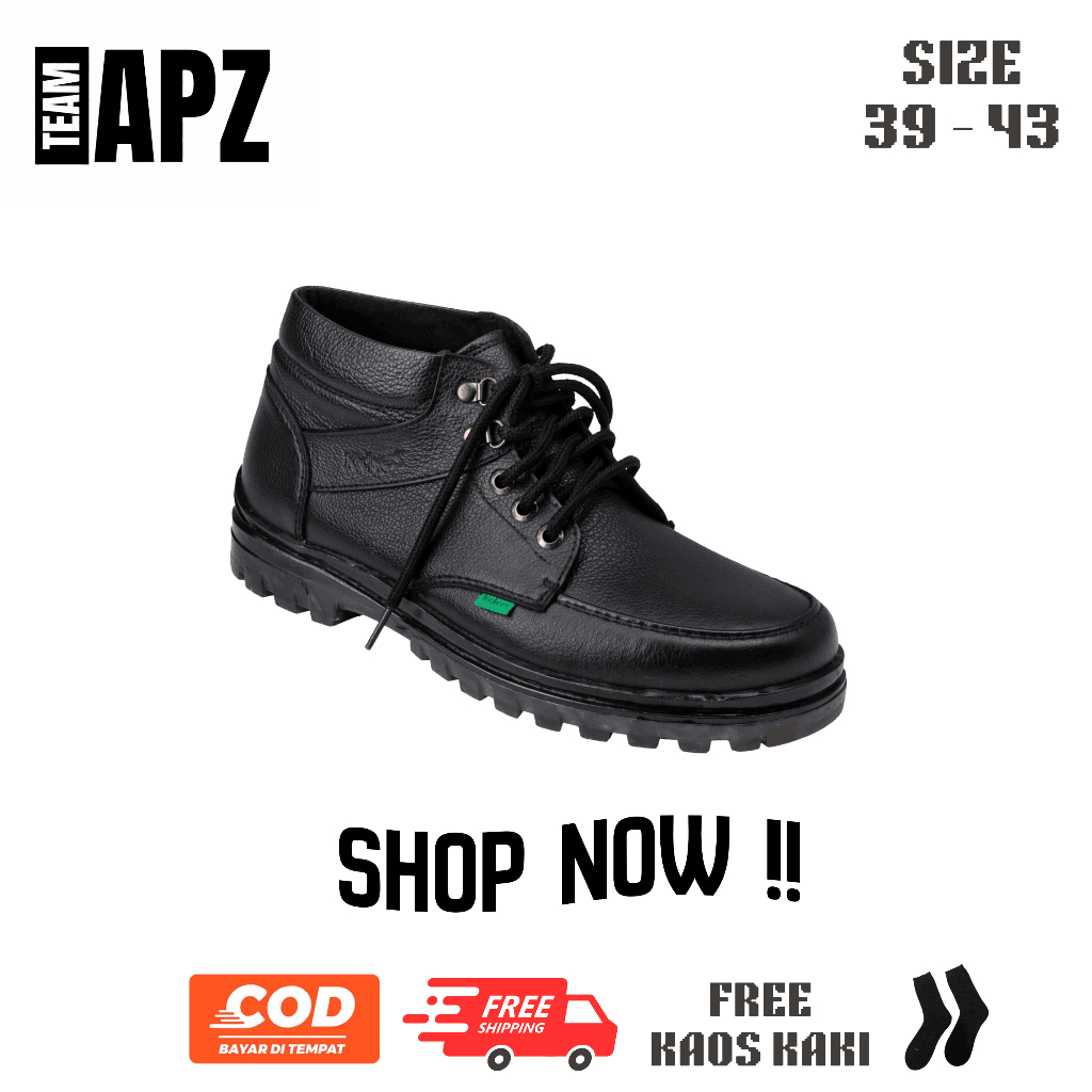 Sepatu Kickers 077 High Pria Kulit Asli Boots Casual Formal Premium Original