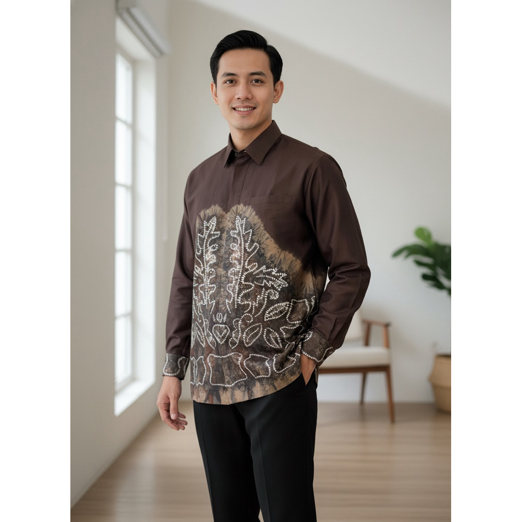 BAJU KEMEJA PRIA MOTIF SASIRANGAN SIZE XL