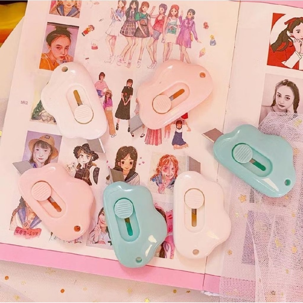 Mini Cutter Lucu Aesthetic Pastel | Pisau Kertas Kecil | Cutter Stiker Scrapbook DIY