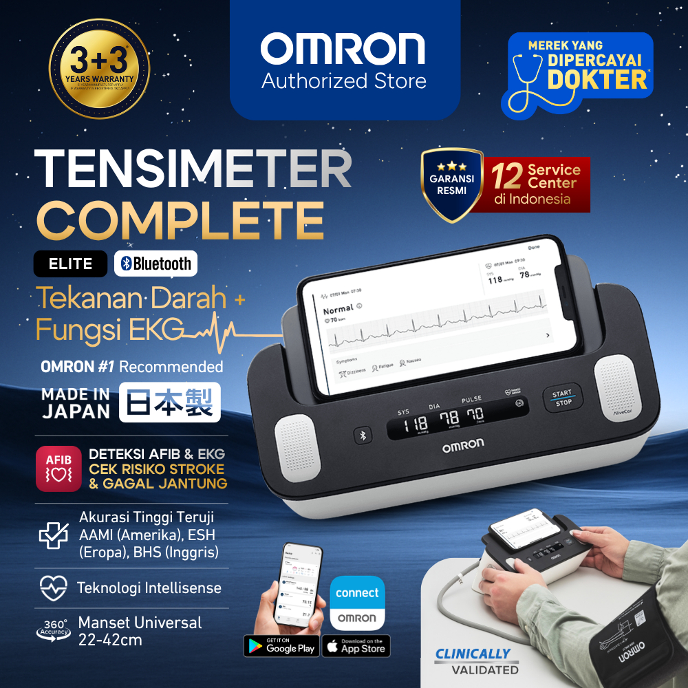 Tensimeter Digital + EKG Alat Tes Fungsi Jantung OMRON HEM 7530T | Blood Pressure Monitor COMPLETE +