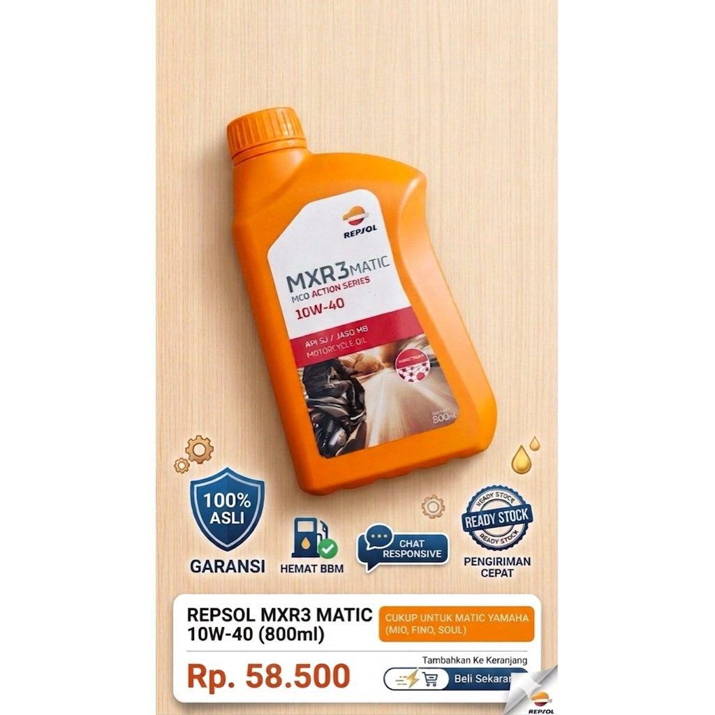 Oli Repsol MXR3 Matic 10W-40 (800ml)