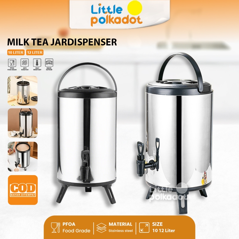 Littlepolkadot  6-12 Liter Dispenser Air Panas Dingin Termos Air Milk Tea Bucket Water Dispenser Min