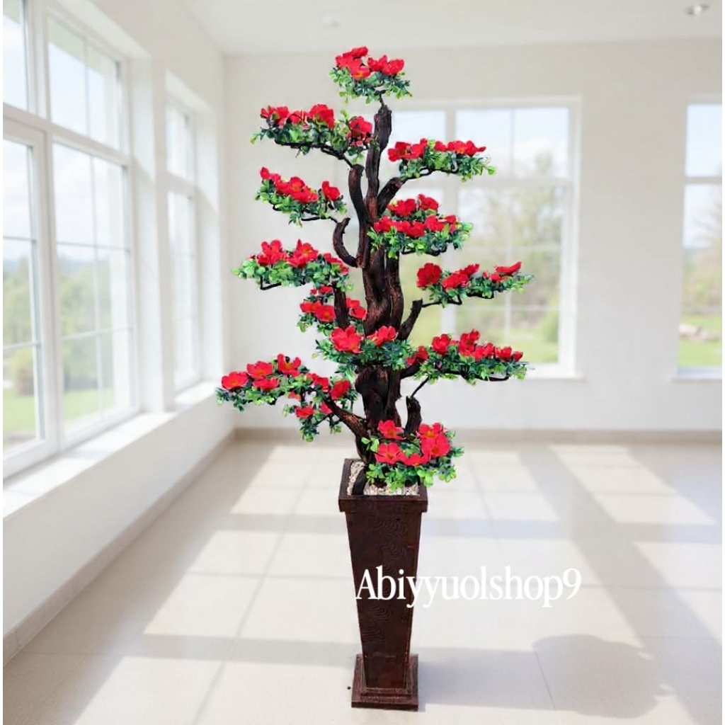 NEW ARRIVAL Pohon hawai artificial tinggi 130 cm jumbo / bunga hias sudut / pohon bunga hawai / bung
