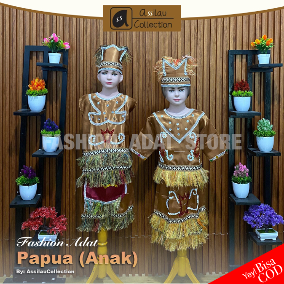 Baju Adat Anak PAPUA Laki-Laki / Perempuan | Pakaian Tradisional PAPUA Anak | Busana Adat PAPUA Size