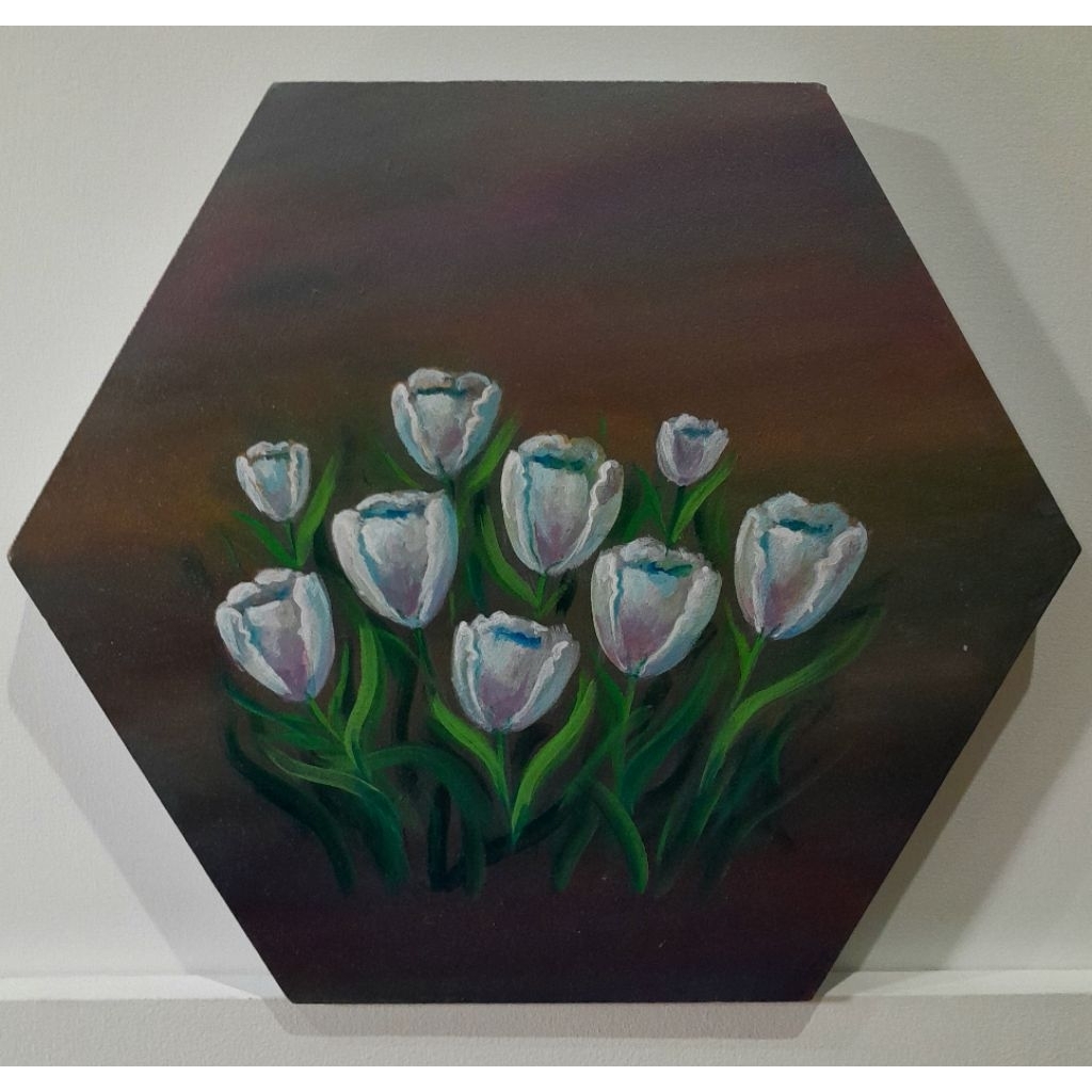Tulip, Lukisan Bunga Tulip, Lukisan Bunga, Lukisan Asli Tangan, Lukisan Interior