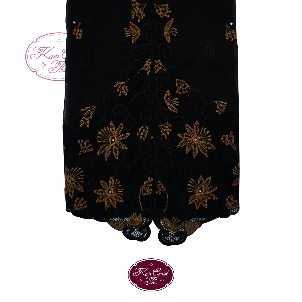Kain Kebaya Bordir Kerancang (Manual) – Warna Hitam