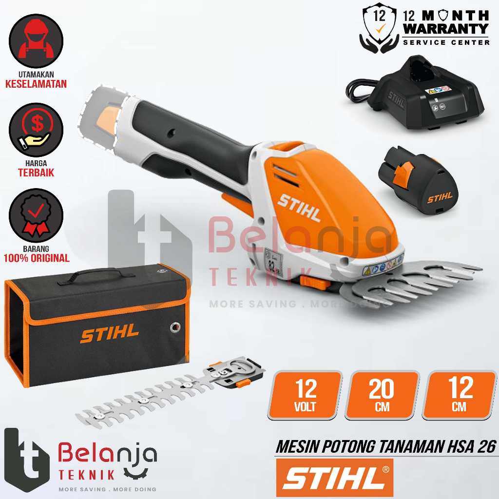 Pemotong Rumput Baterai STIHL HSA 26 Trimmer Grass Cordless Shear Shrub HSA26 10.8 V